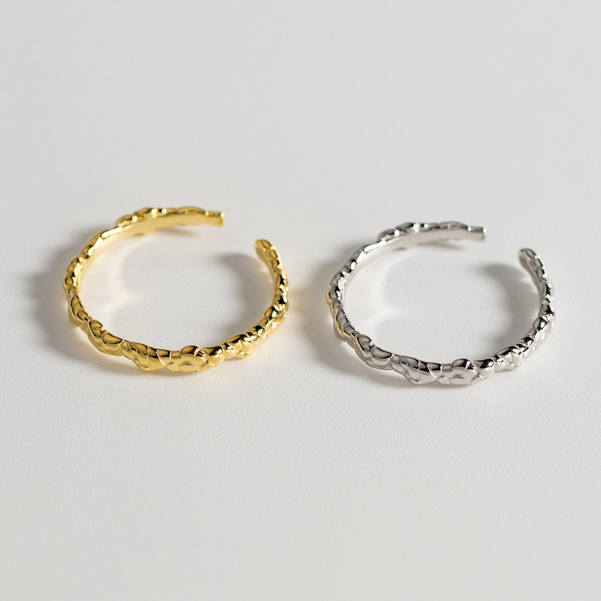 925 Sterling Silver and gold Adjustable Braided Rings