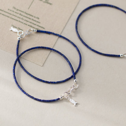  Wholesale lapis lazuli lucky fish bracelet in 925 sterling silver, ideal for boutique jewelry wholesale suppliers