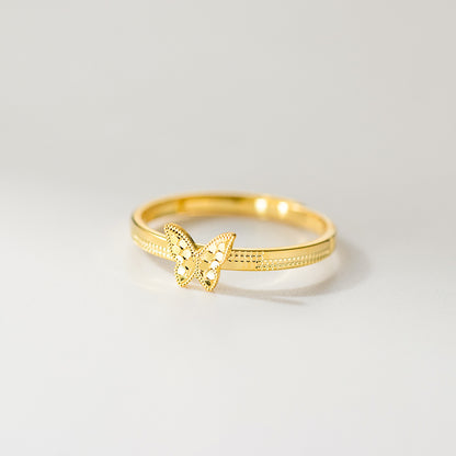 Gold plated 925 sterling silver butterfly ring wholesale, minimalist fashion jewelry for everyday wear and wholesale silver 925 jewelry