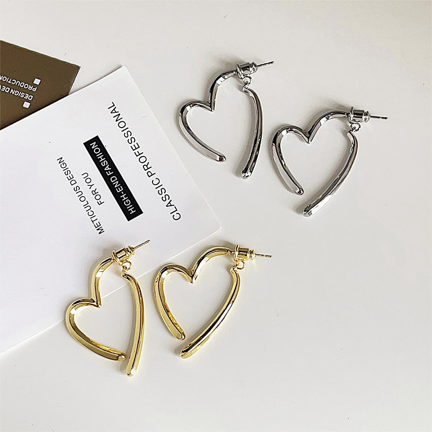Heart earrings set in silver and gold 14K gold plated brass jewelry wholesale bulk pack