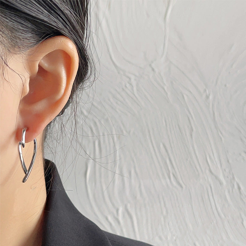 Elegant heart shaped earrings 925 silver needle minimalist fashion jewelry wholesale for women