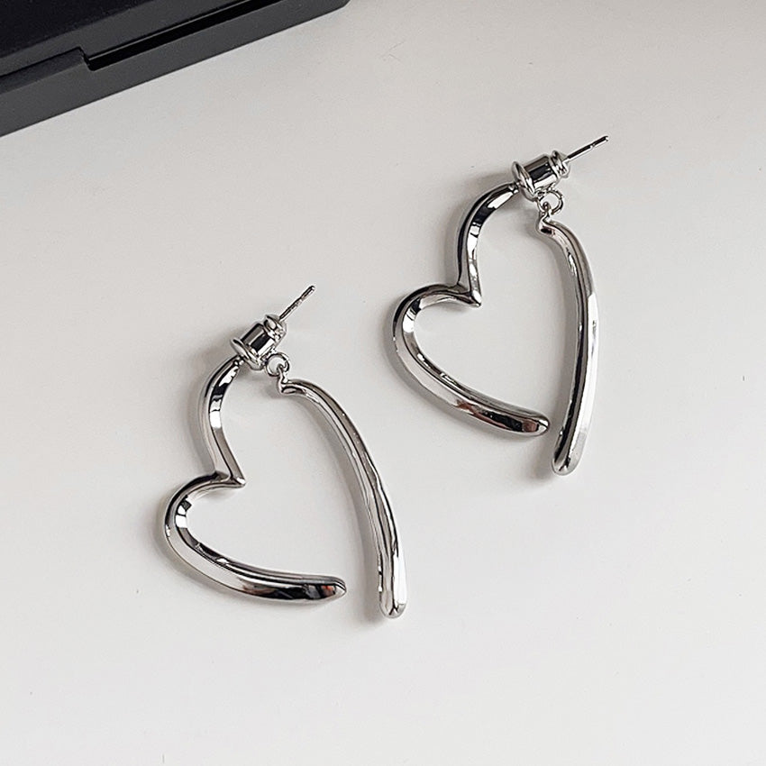925 Silver Needle 14K Gold Plated Heart Earrings Brass Jewelry Wholesale Minimalist Fashion Studs – silver heart earrings design