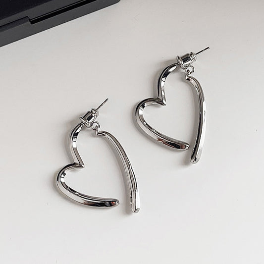 925 Silver Needle 14K Gold Plated Heart Earrings Brass Jewelry Wholesale Minimalist Fashion Studs – silver heart earrings design
