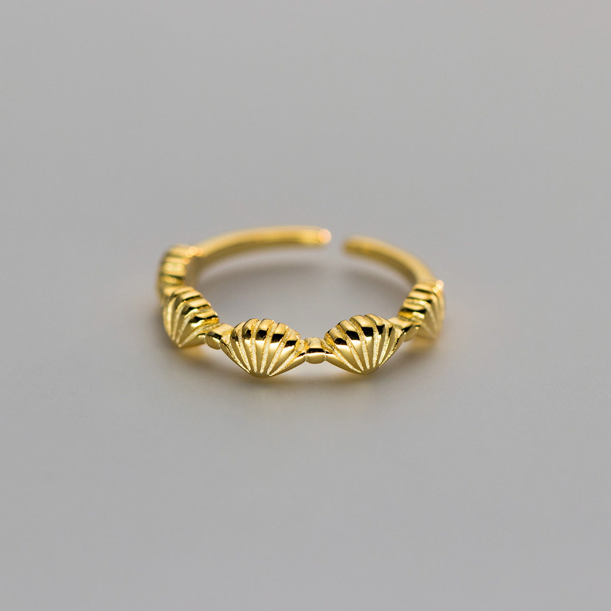 gold seashell ring 925 silver