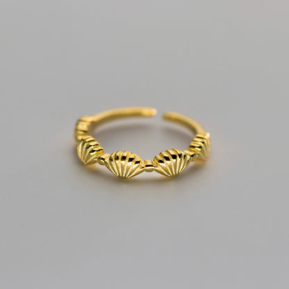 gold seashell ring 925 silver