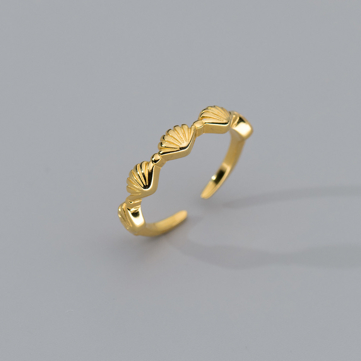 gold seashell ring 925 silver