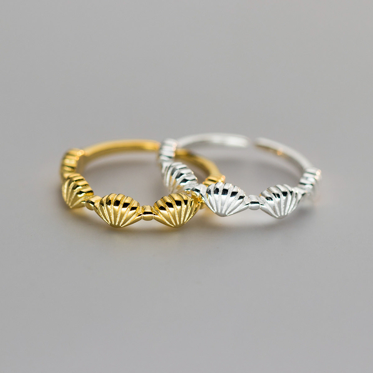 silver and gold seashell rings 925 silver