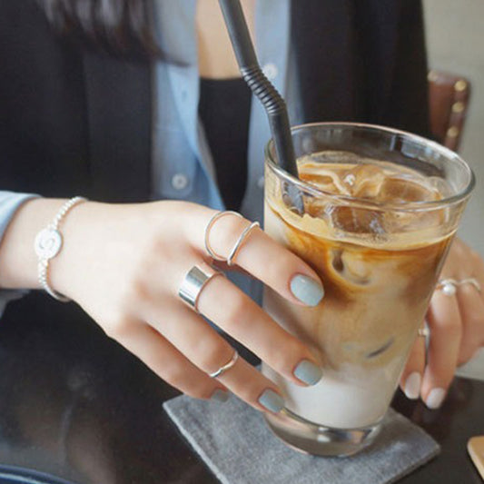korean ring style with 925 silver wide ring and kpop-inspired stack, minimalist jewellery wholesale for casual wear
