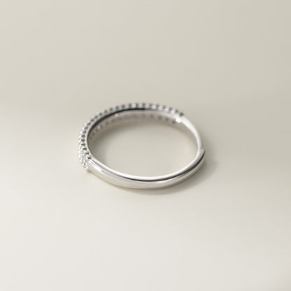925 sterling silver wholesale double band ring with smooth shank and beaded CZ edge, perfect for fashion jewelry suppliers