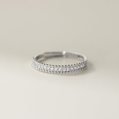 925 sterling silver double beaded CZ band ring wholesale, minimalist style for jewelry retailers and bulk orders