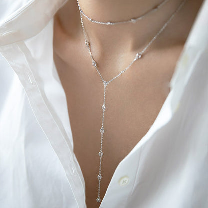 925 sterling silver CZ Y necklace wholesale minimalist jewelry for everyday wear