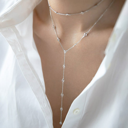 925 sterling silver CZ Y necklace wholesale minimalist jewelry for everyday wear