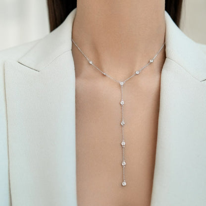 Wholesale fashion jewelry 925 sterling silver cubic zirconia Y necklace for elegant outfits
