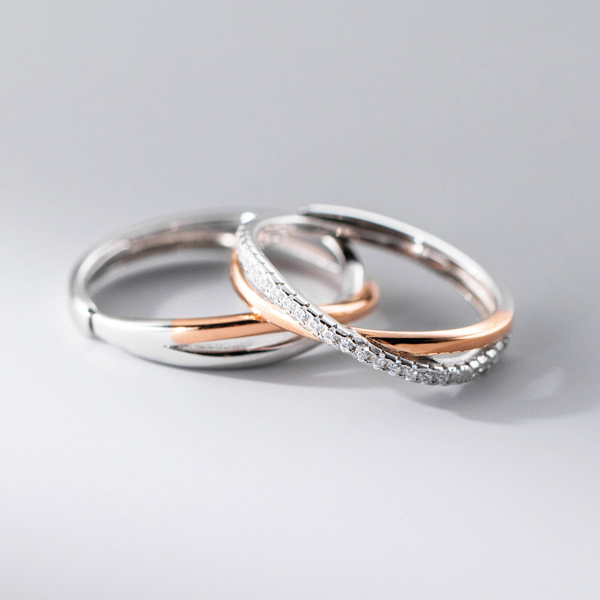 925 Sterling Silver rese gold Möbius Ring for couple