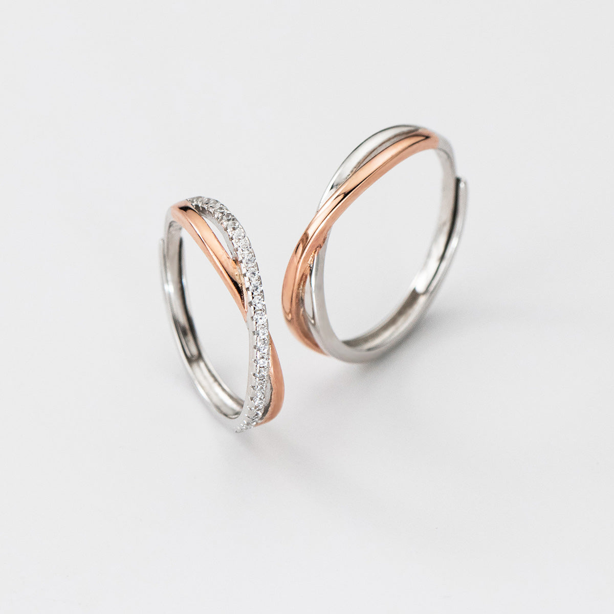 925 Sterling Silver rose gold Möbius Ring for couple