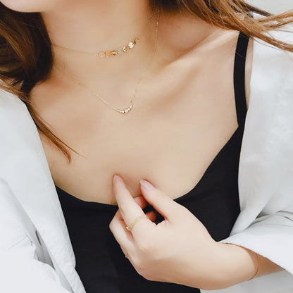 S925 18k gold smile disc clavicle necklace