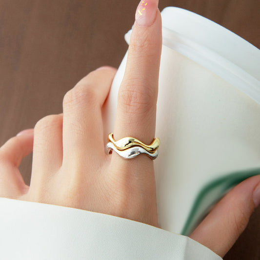 925 sterling silver adjustable wavy ring