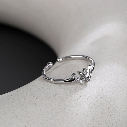 925 sterling silver zircon w initial ring