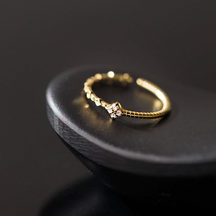 925 silver gold plated thin adjustable minimalist ring