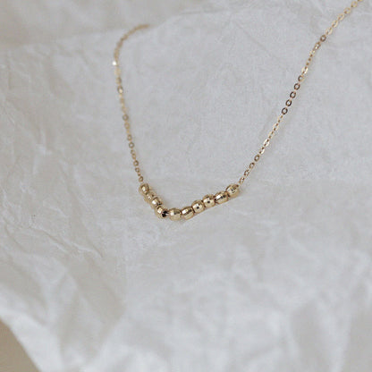 Minimalist 925 silver 18K gold plated bead necklace flat display, ideal for jewelry wholesale and trendy fashion accessories.