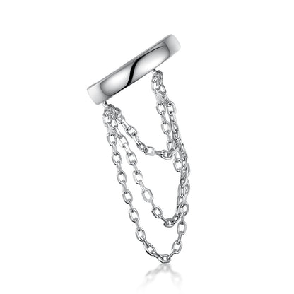 Wholesale silver 925 jewelry, non-pierced chain ear cuff earring for women, hypoallergenic minimalist style.