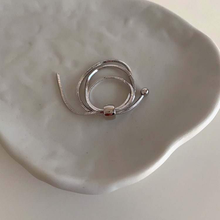 Silver Adjustable Chain Ring Brass Jewelry Wholesale Fashion Minimalist Jewelry