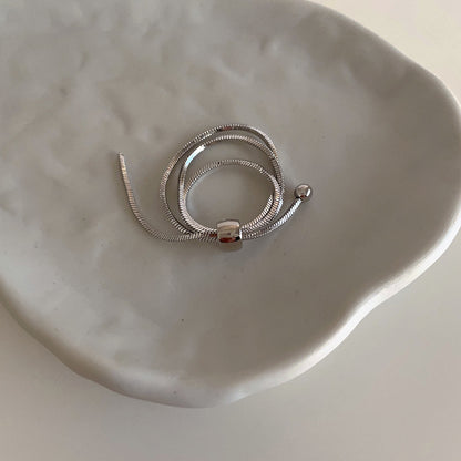 Silver Adjustable Chain Ring Brass Jewelry Wholesale Fashion Minimalist Jewelry