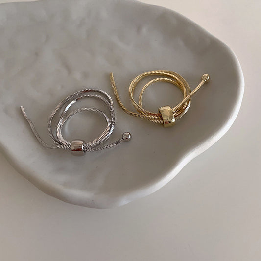 Gold and Silver Adjustable Chain Rings Brass Jewelry Wholesale Multi Layer Design