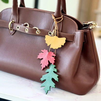 Autumn Leaf Bag Charm Wholesale Unique Gift for Women and Holiday Gift Set Handmade Leather Handbag Decoration