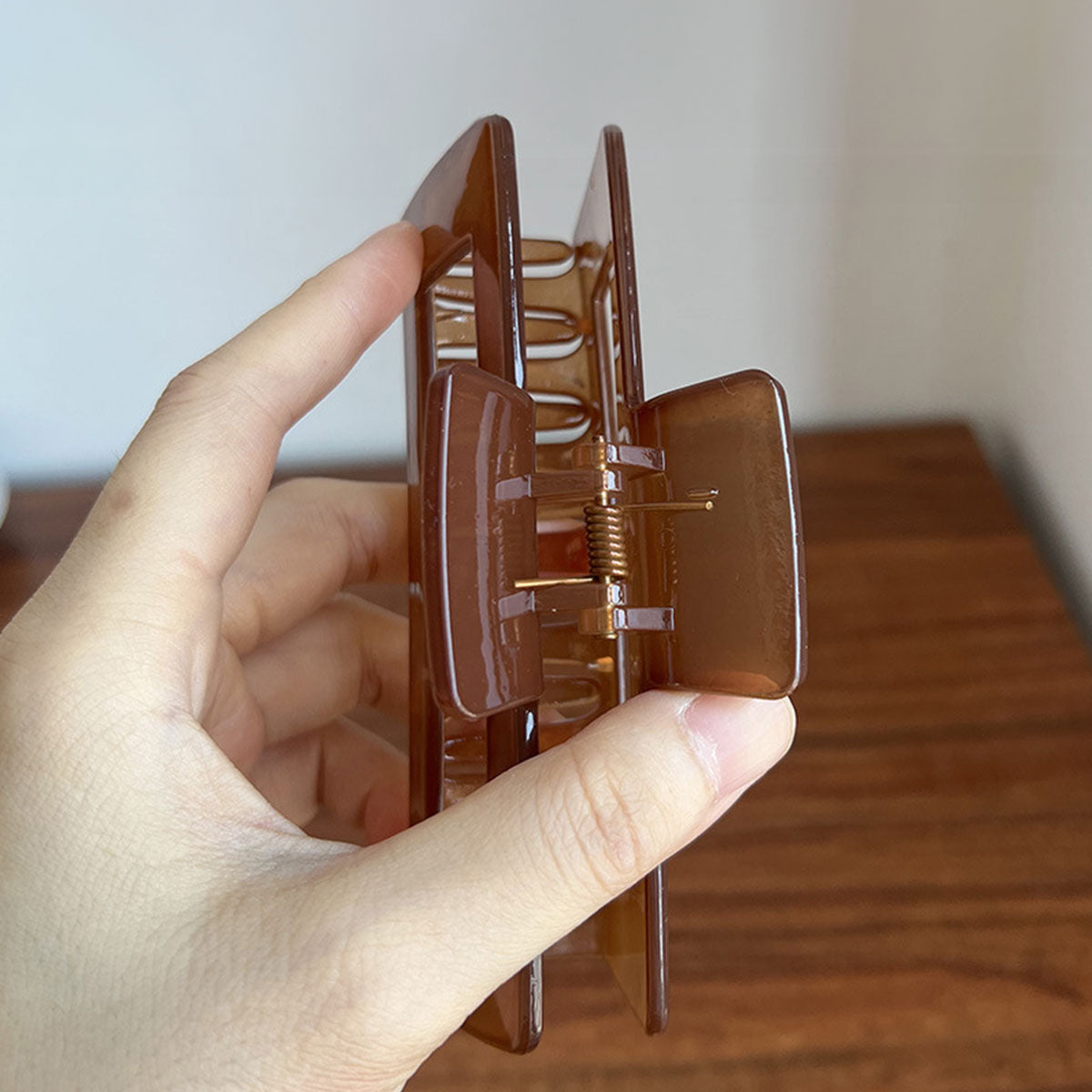 Brown Rectangle Hair Claw clip