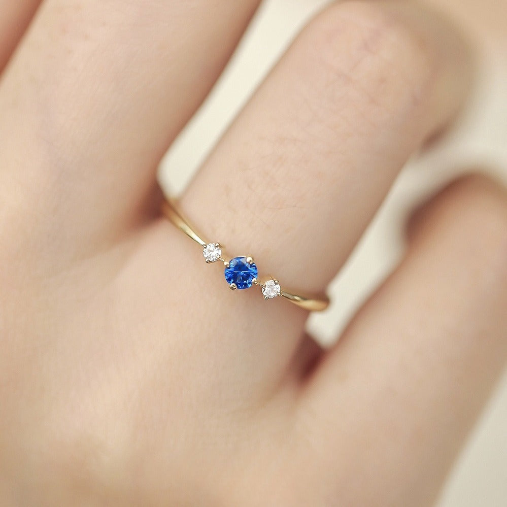 S925 sterling silver blue zircon ring showcasing celestial inspired jewelry design