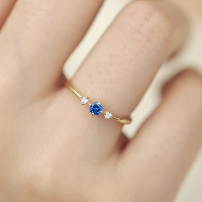 S925 sterling silver blue zircon ring showcasing celestial inspired jewelry design