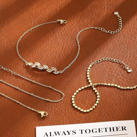 Wholesale 5 Piece Stainless Steel Classic Bead Chain Anklet Set Simple Design