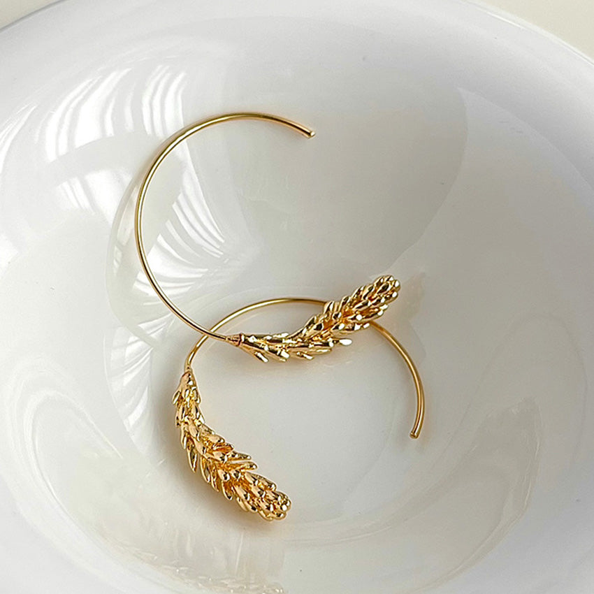 Parisian inspired wheat earrings wholesale brass hoop earrings bulk fashion jewelry