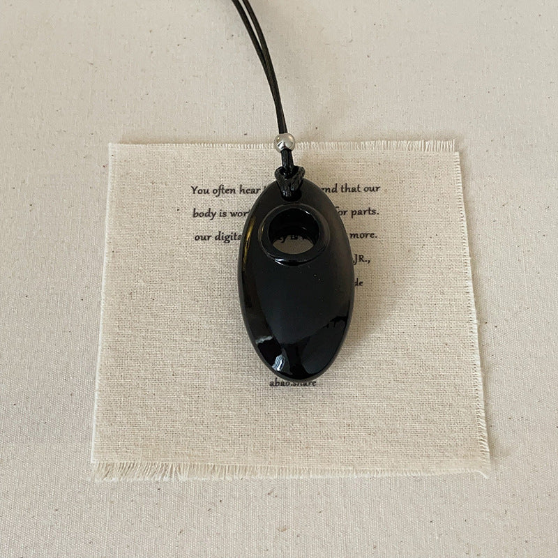 Black cord U shape necklace minimalist pendant statement fashion style brass jewelry wholesale