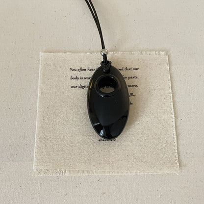 Black cord U shape necklace minimalist pendant statement fashion style brass jewelry wholesale