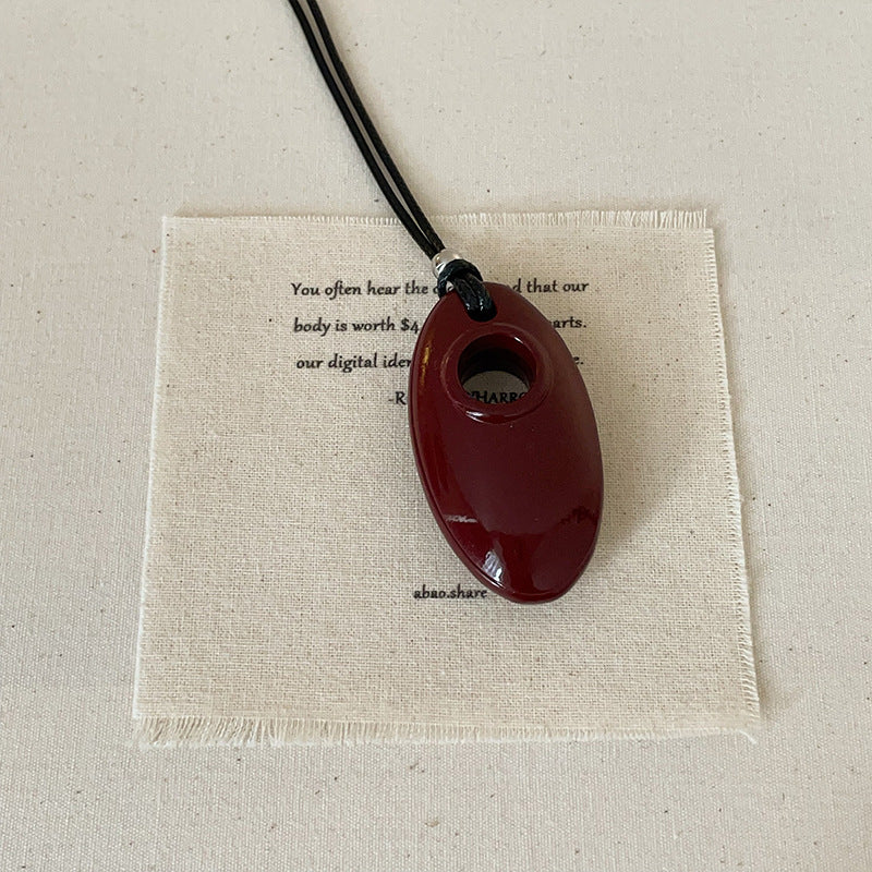 Modern black cord necklace with U shape pendant minimalist style statement fashion brass jewelry wholesale
