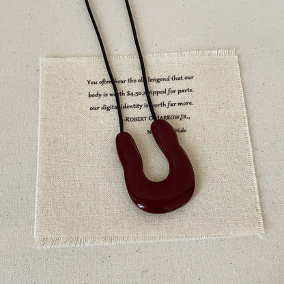 U shape minimalist pendant necklace with black cord design statement jewelry brass jewelry wholesale
