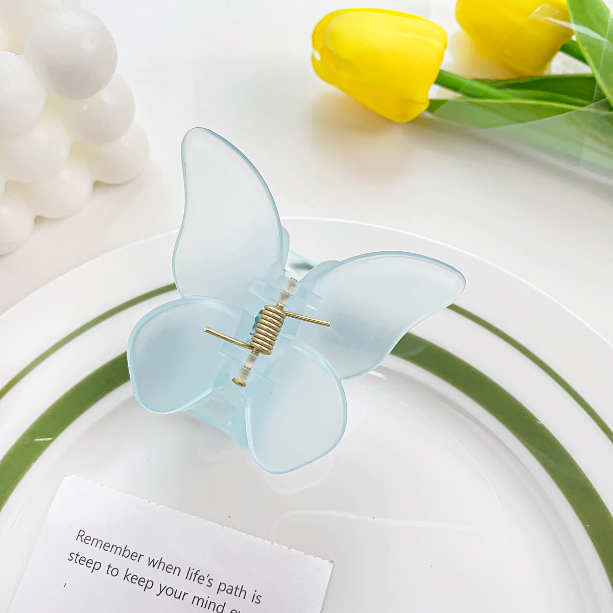 Butterfly Hair Claw Clip translucent light blue