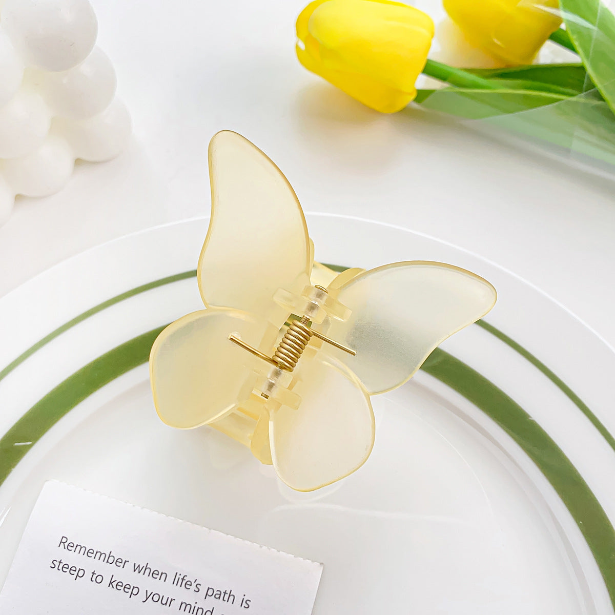 Butterfly Hair Claw Clip translucent light yellow