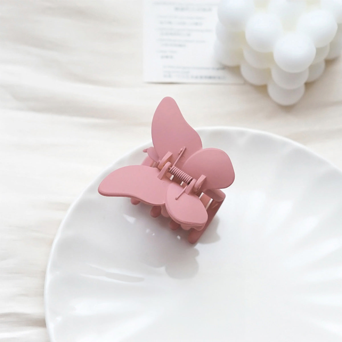 Matte Pink Butterfly Hair Claw Clip