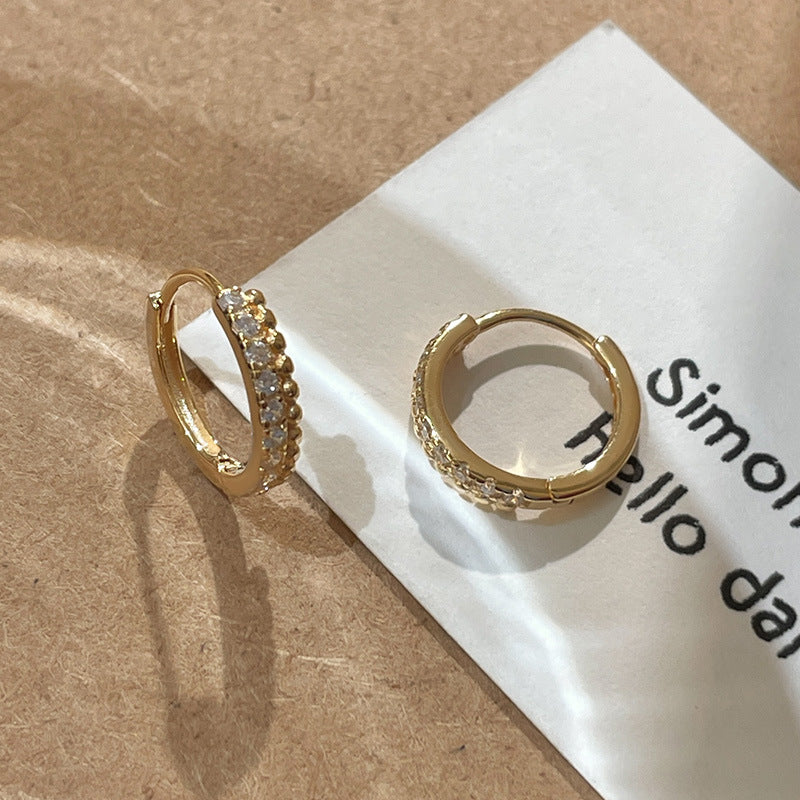 gold cz huggie earrings 925 sterling silver jewelry wholesale