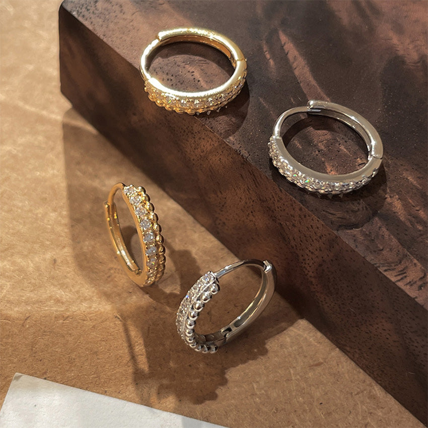 gold and silver cz huggie earrings set wholesale