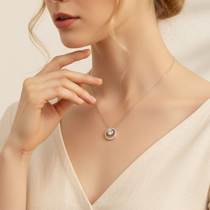 dainty CZ circle necklace 925 sterling silver everyday necklace Black May style