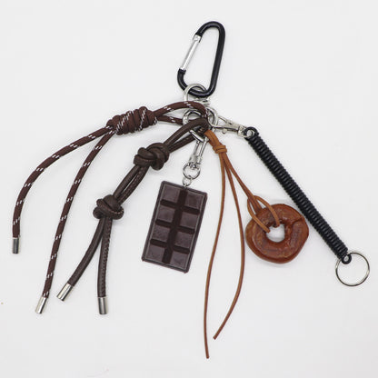 Boho chocolate keychain bag charm wholesale accessory hanging on luxury black backpack as cute small Christmas gift and fashion accessories wholesale display
