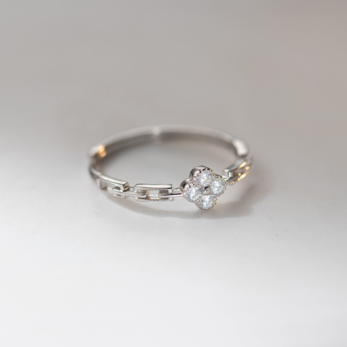 Luxury Clover Crystal Chain Ring S925 Silver Gift five piece set