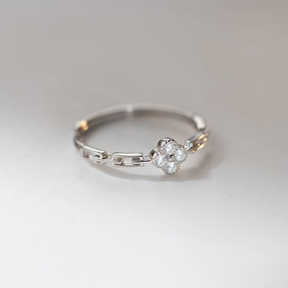 Luxury Clover Crystal Chain Ring S925 Silver Gift five piece set