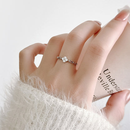 Luxury Clover Crystal Chain Ring S925 Silver Gift five piece set