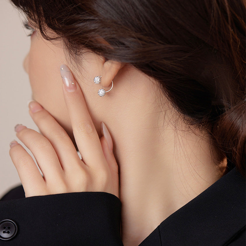 S999 silver crystal ball earrings minimalist jewelry wholesale