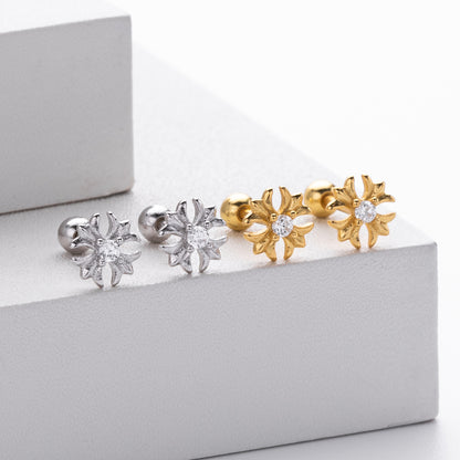 cubic zirconia flower earrings sterling silver display